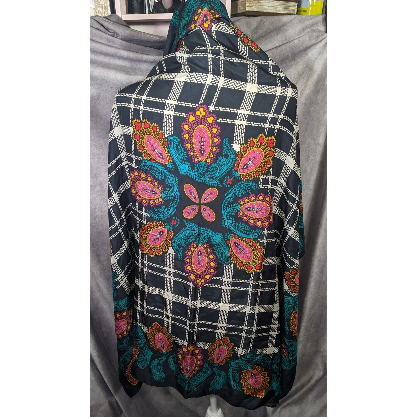 Vintage Diane Von Furstenberg Plaid And Paisley Scarf