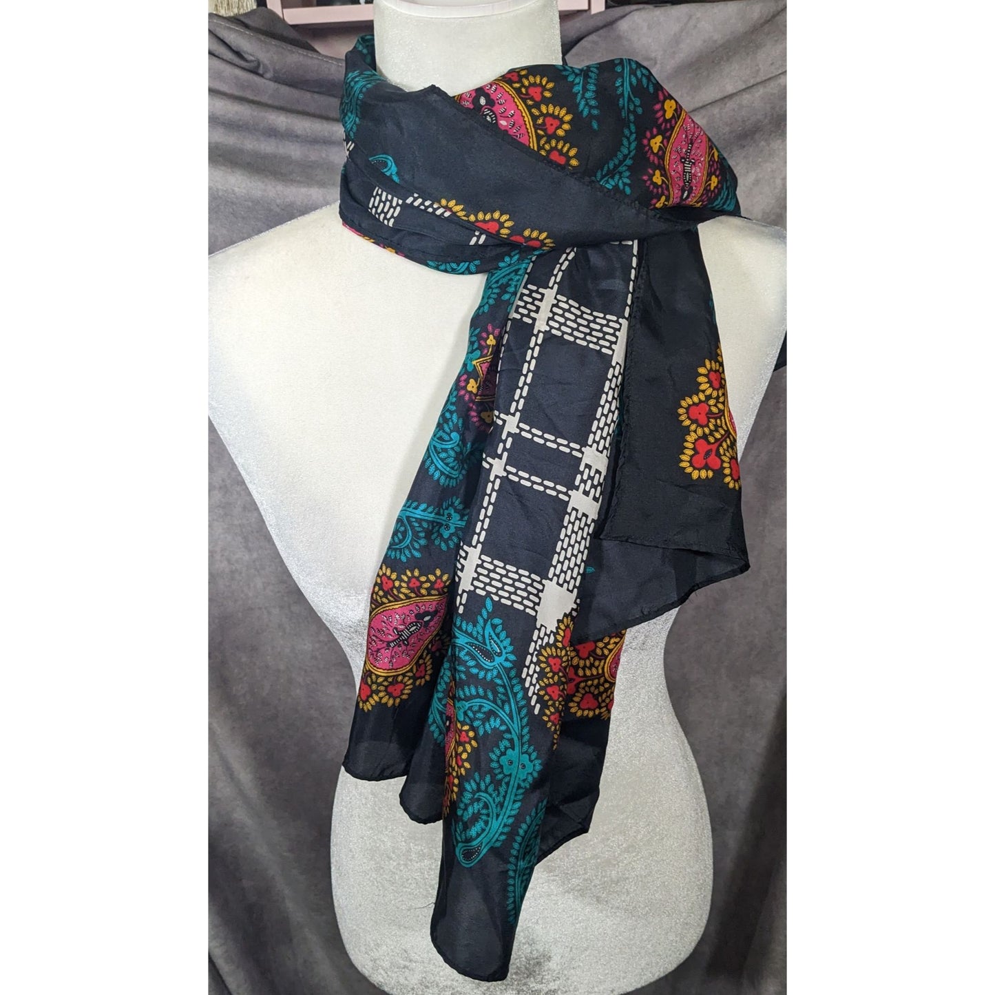 Vintage Diane Von Furstenberg Plaid And Paisley Scarf