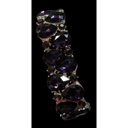 Elegant Glam Goth Teardrop Stretch Statement Bracelet With Red And Purple Gems