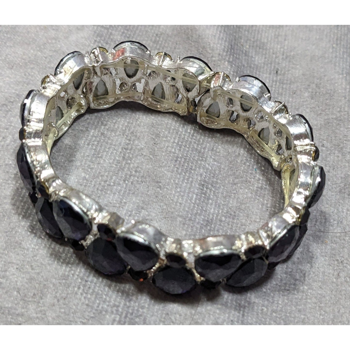 Elegant Glam Goth Teardrop Stretch Statement Bracelet With Red And Purple Gems