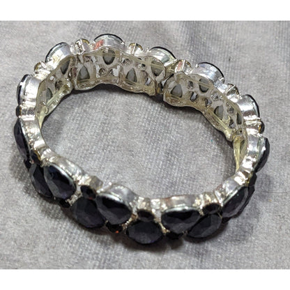 Elegant Glam Goth Teardrop Stretch Statement Bracelet With Red And Purple Gems