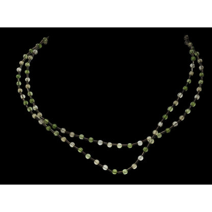 Earthy Clear And Green Glass Necklace With Metal Coil Spacers