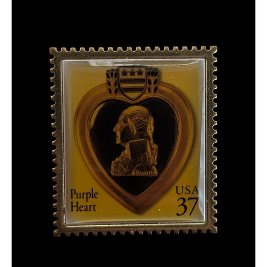 Vintage 2002 Americana Military Purple Heart 37¢ Stamp Collector Pin