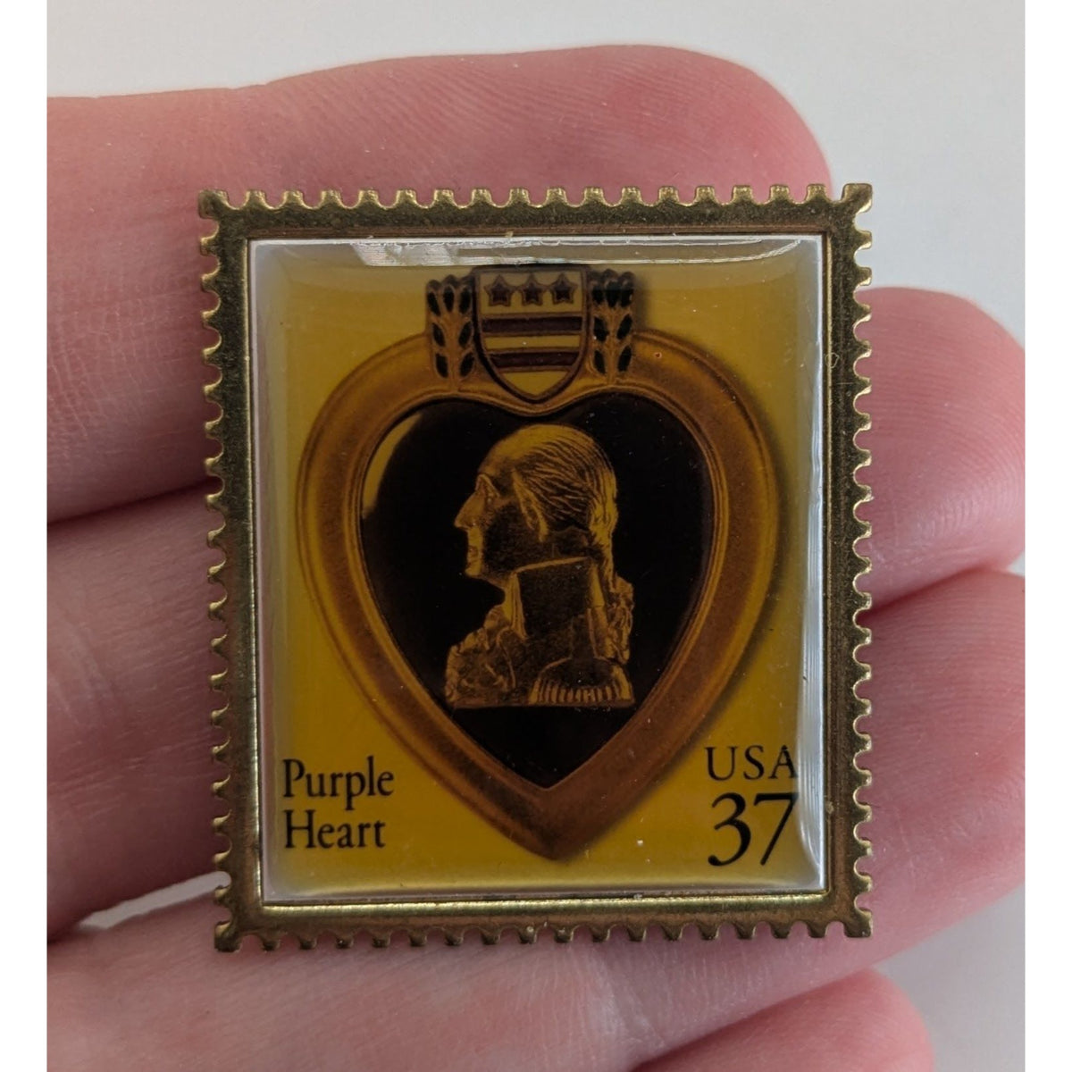 Vintage 2002 Americana Military Purple Heart 37¢ Stamp Collector Pin