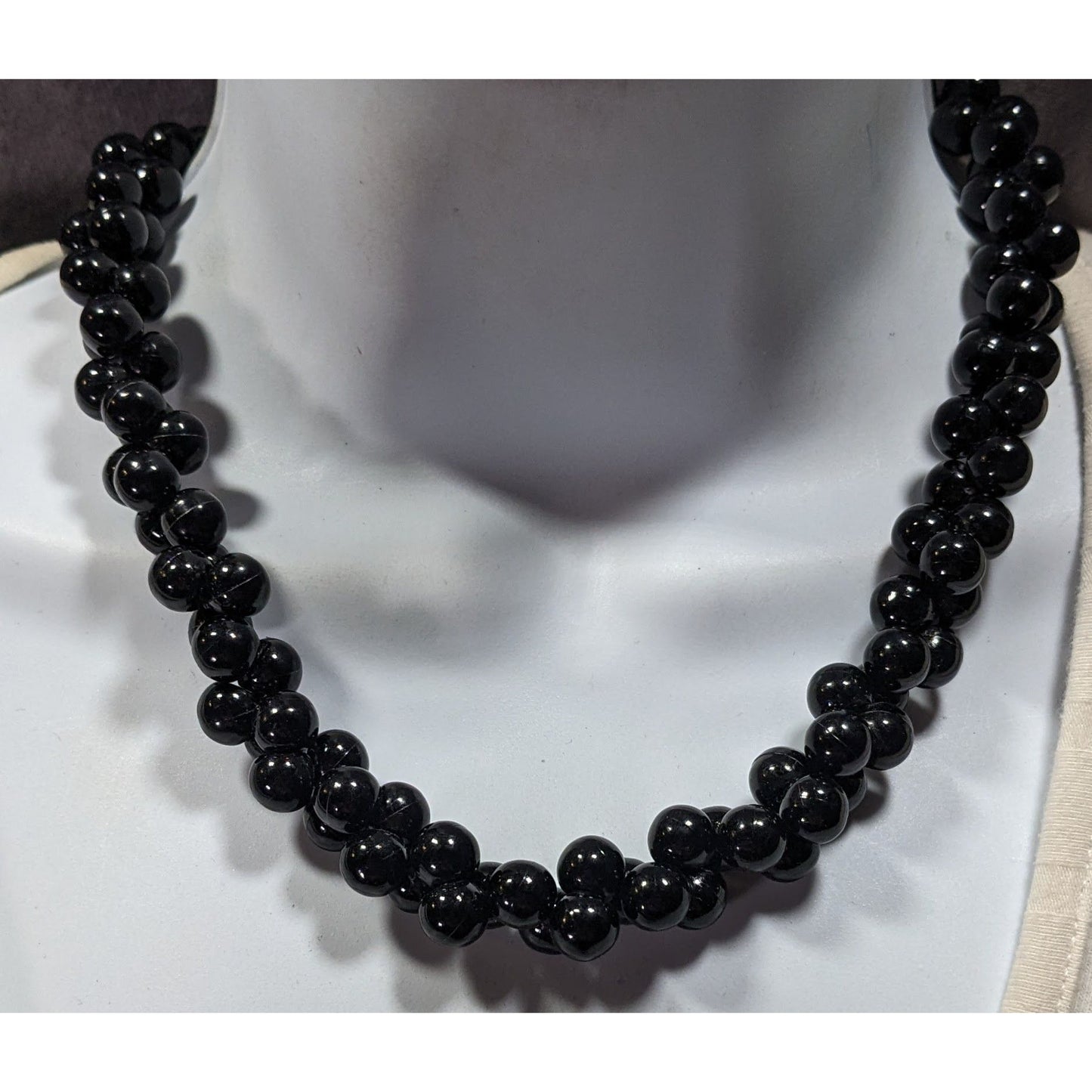 Vintage Elegant Black Beaded Costume Necklace