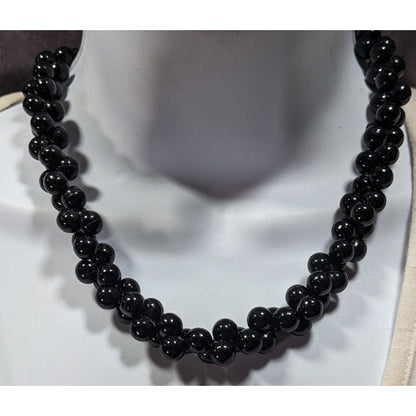 Vintage Elegant Black Beaded Costume Necklace