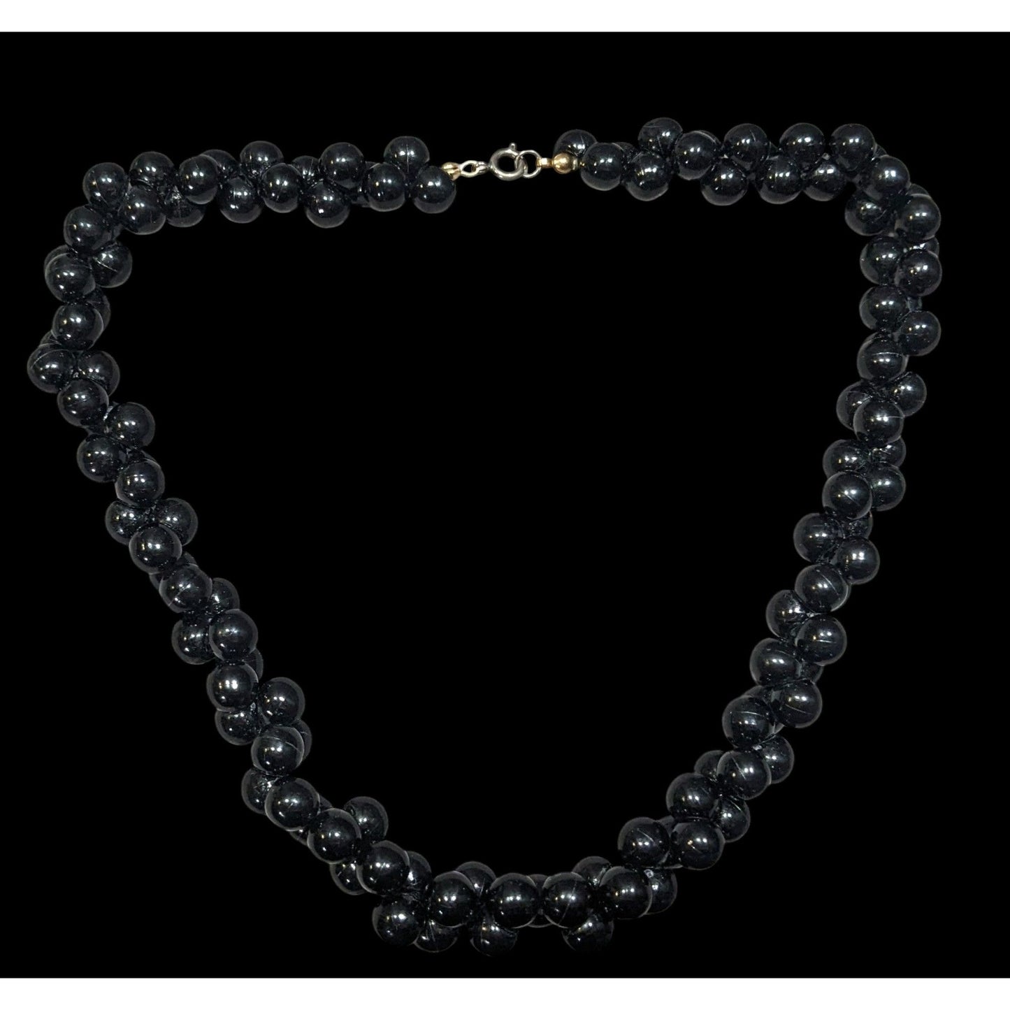 Vintage Elegant Black Beaded Costume Necklace