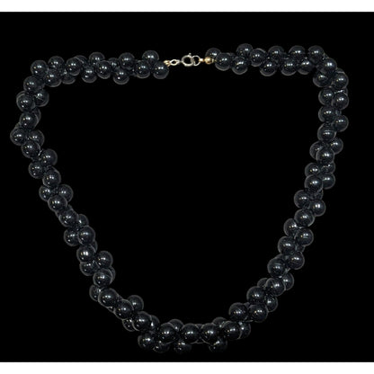 Vintage Elegant Black Beaded Costume Necklace