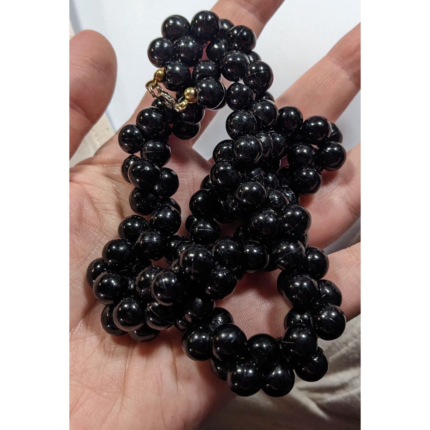 Vintage Elegant Black Beaded Costume Necklace