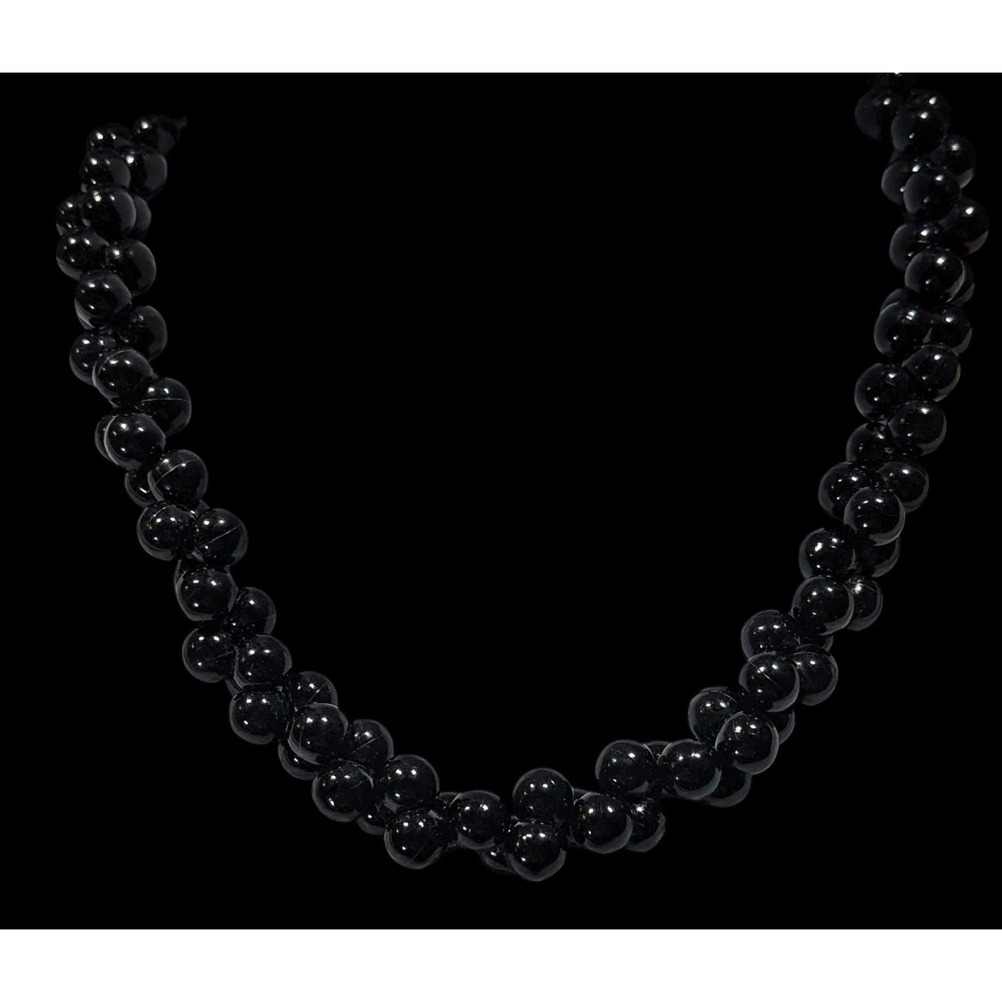 Vintage Elegant Black Beaded Costume Necklace