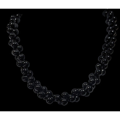 Vintage Elegant Black Beaded Costume Necklace