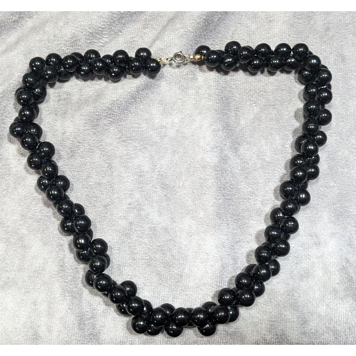 Vintage Elegant Black Beaded Costume Necklace