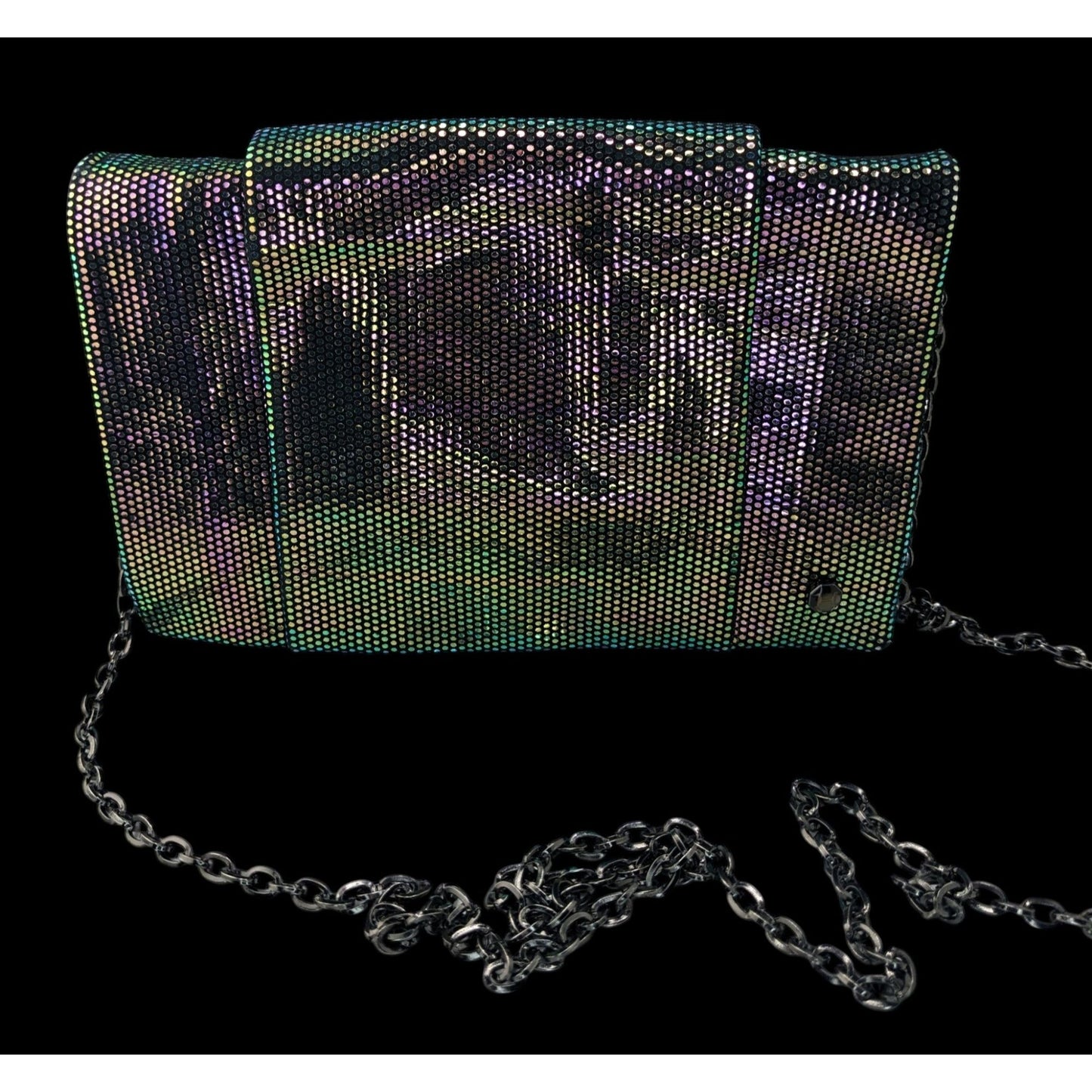 Halston Heritage Purple Iridescent Clutch Bag With 24" Chain Drop