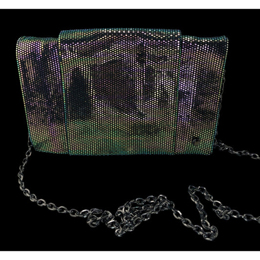 Halston Heritage Purple Iridescent Clutch Bag With 24" Chain Drop