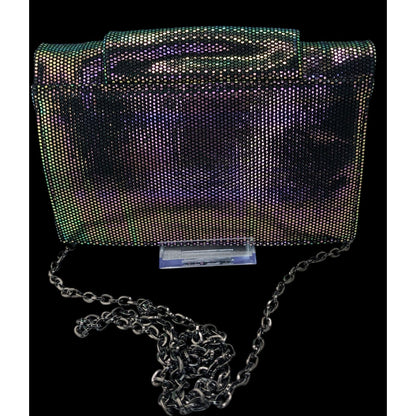 Halston Heritage Purple Iridescent Clutch Bag With 24" Chain Drop