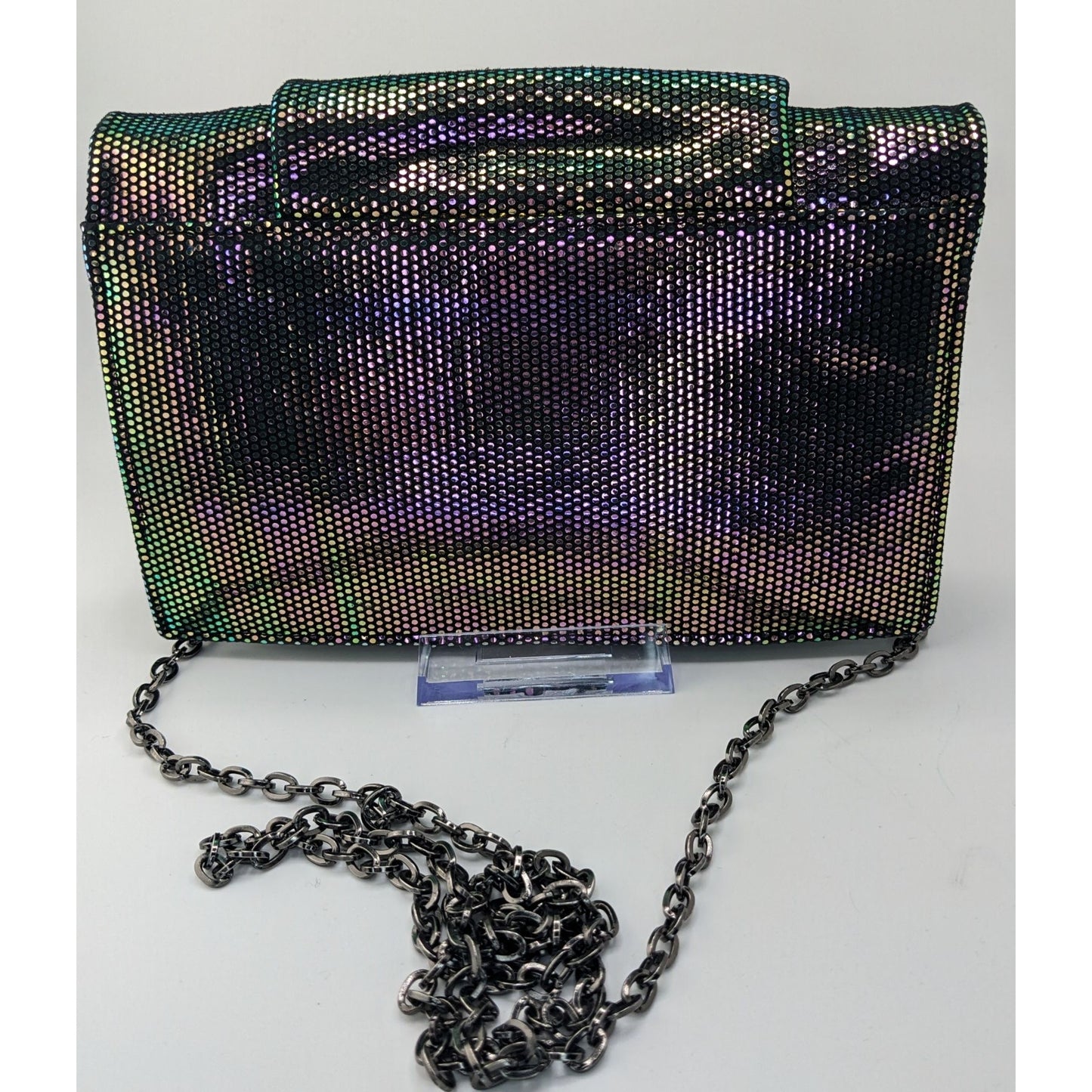 Halston Heritage Purple Iridescent Clutch Bag With 24" Chain Drop
