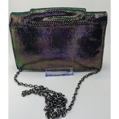 Halston Heritage Purple Iridescent Clutch Bag With 24" Chain Drop