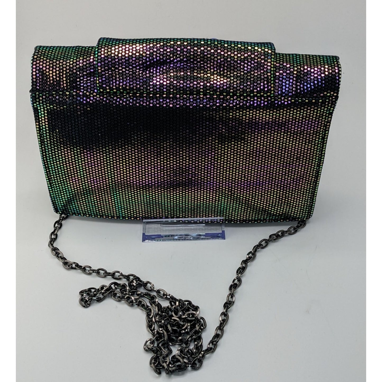 Halston Heritage Purple Iridescent Clutch Bag With 24" Chain Drop