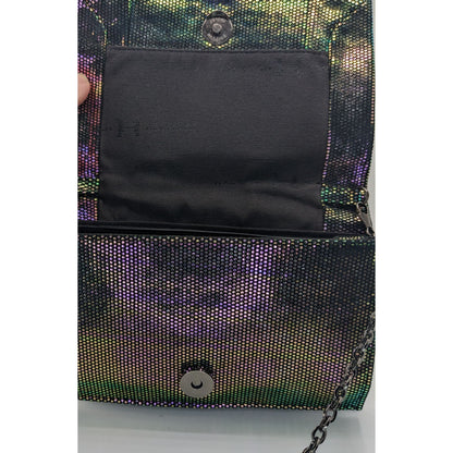 Halston Heritage Purple Iridescent Clutch Bag With 24" Chain Drop