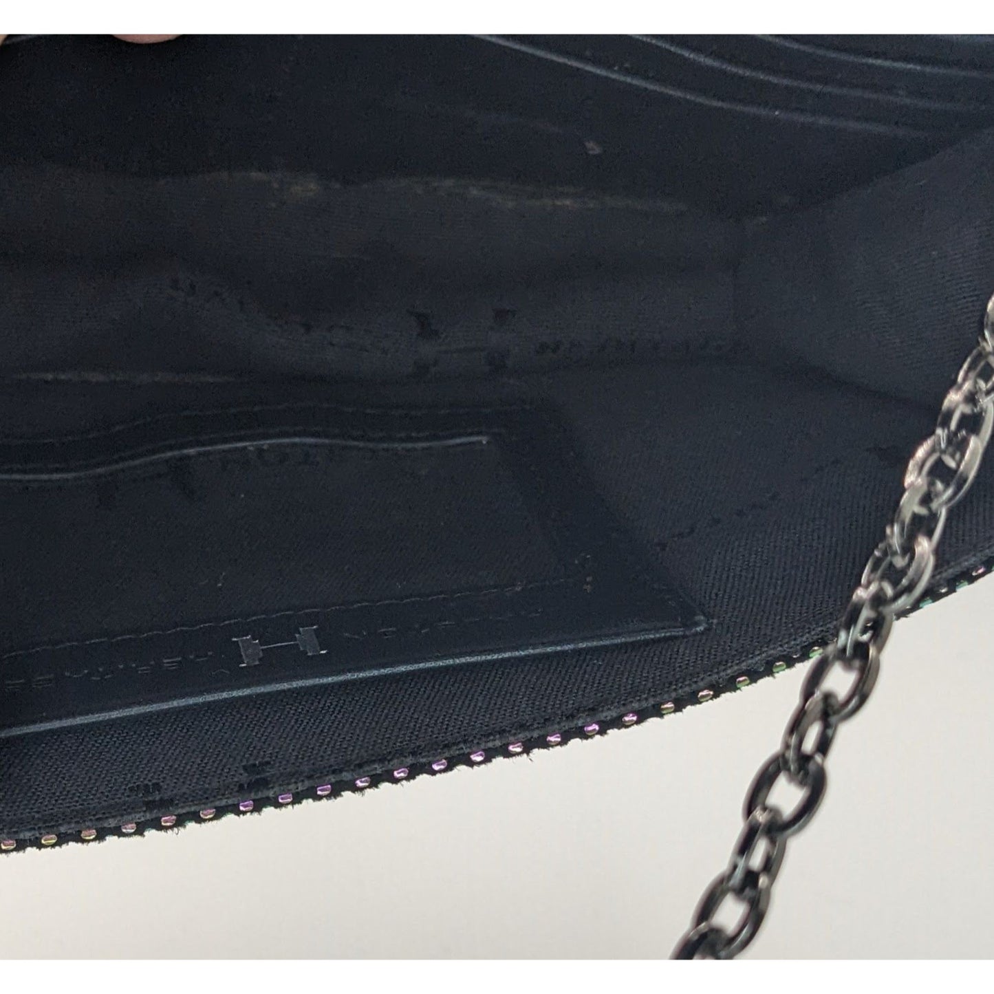 Halston Heritage Purple Iridescent Clutch Bag With 24" Chain Drop