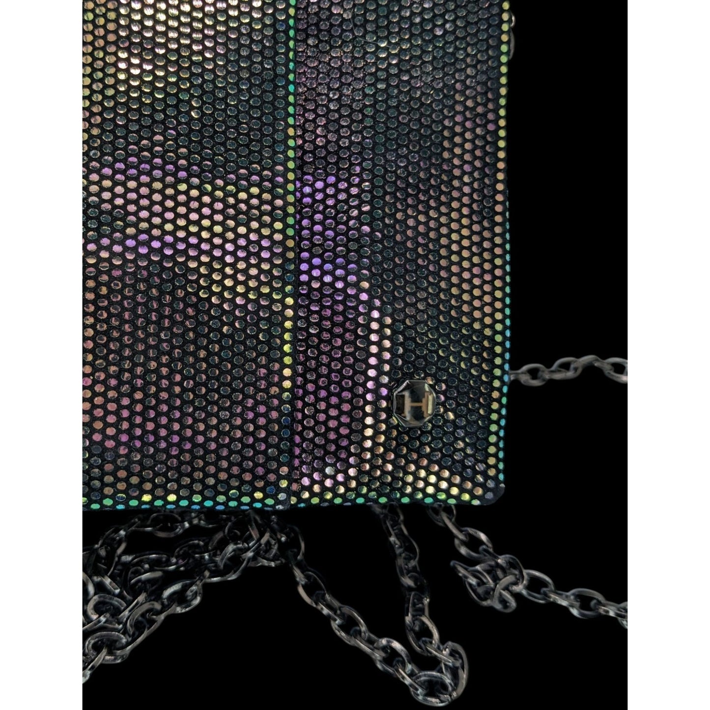 Halston Heritage Purple Iridescent Clutch Bag With 24" Chain Drop