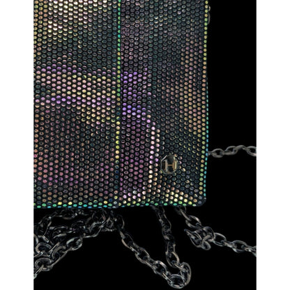 Halston Heritage Purple Iridescent Clutch Bag With 24" Chain Drop
