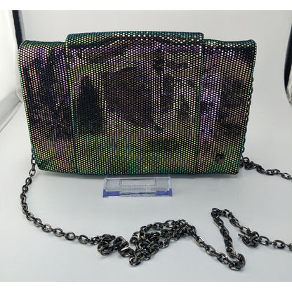 Halston Heritage Purple Iridescent Clutch Bag With 24" Chain Drop