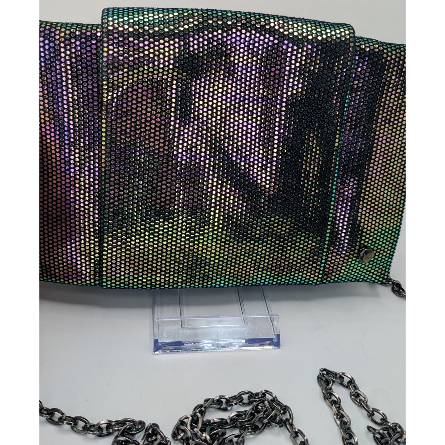 Halston Heritage Purple Iridescent Clutch Bag With 24" Chain Drop