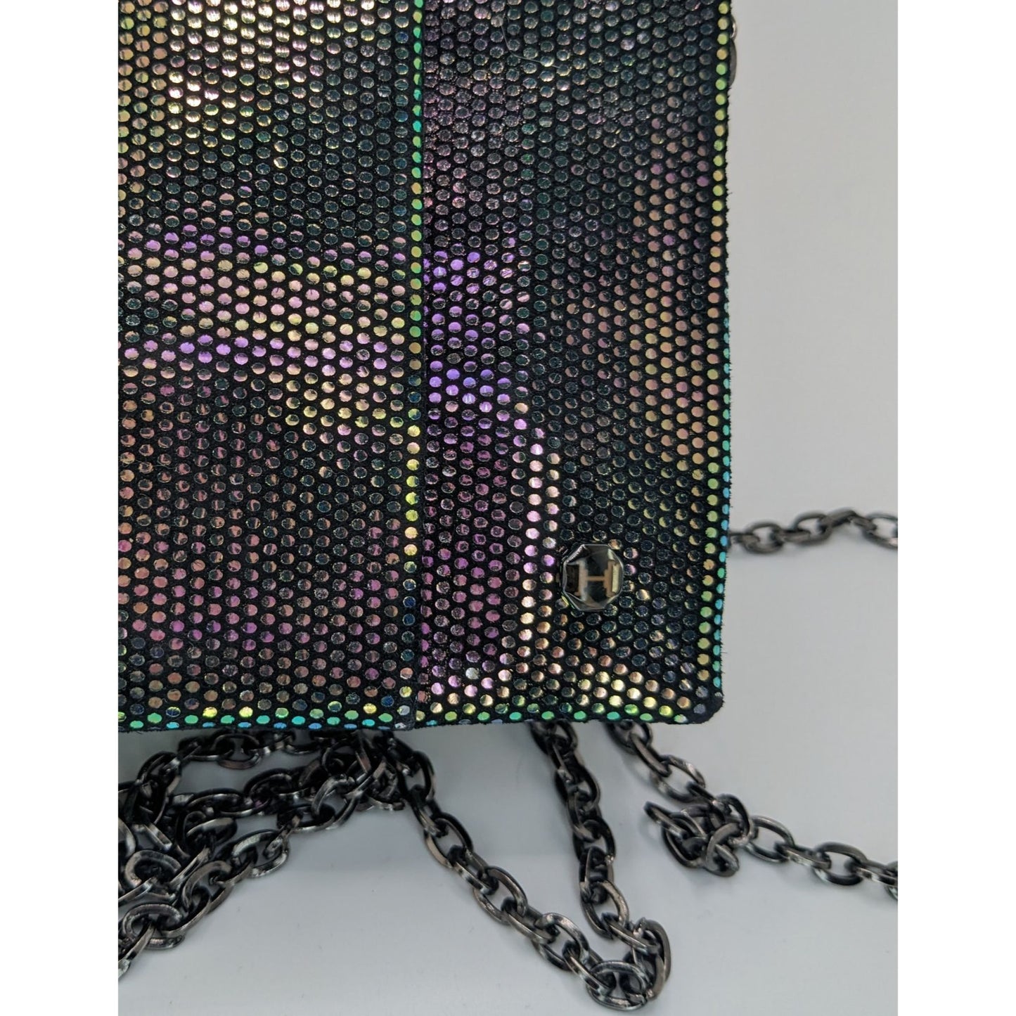 Halston Heritage Purple Iridescent Clutch Bag With 24" Chain Drop