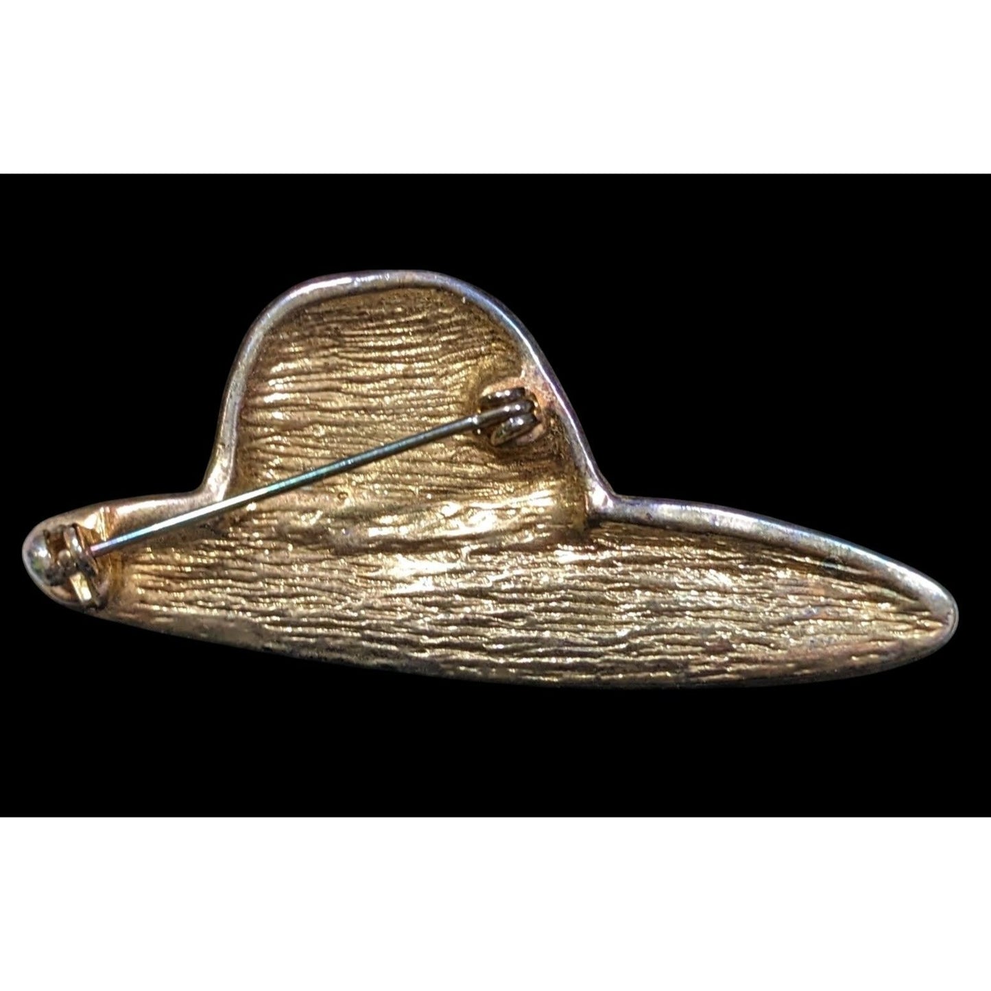 Vintage Hat Brooch With Grey Shimmer Enamel And Rhinestone Accents