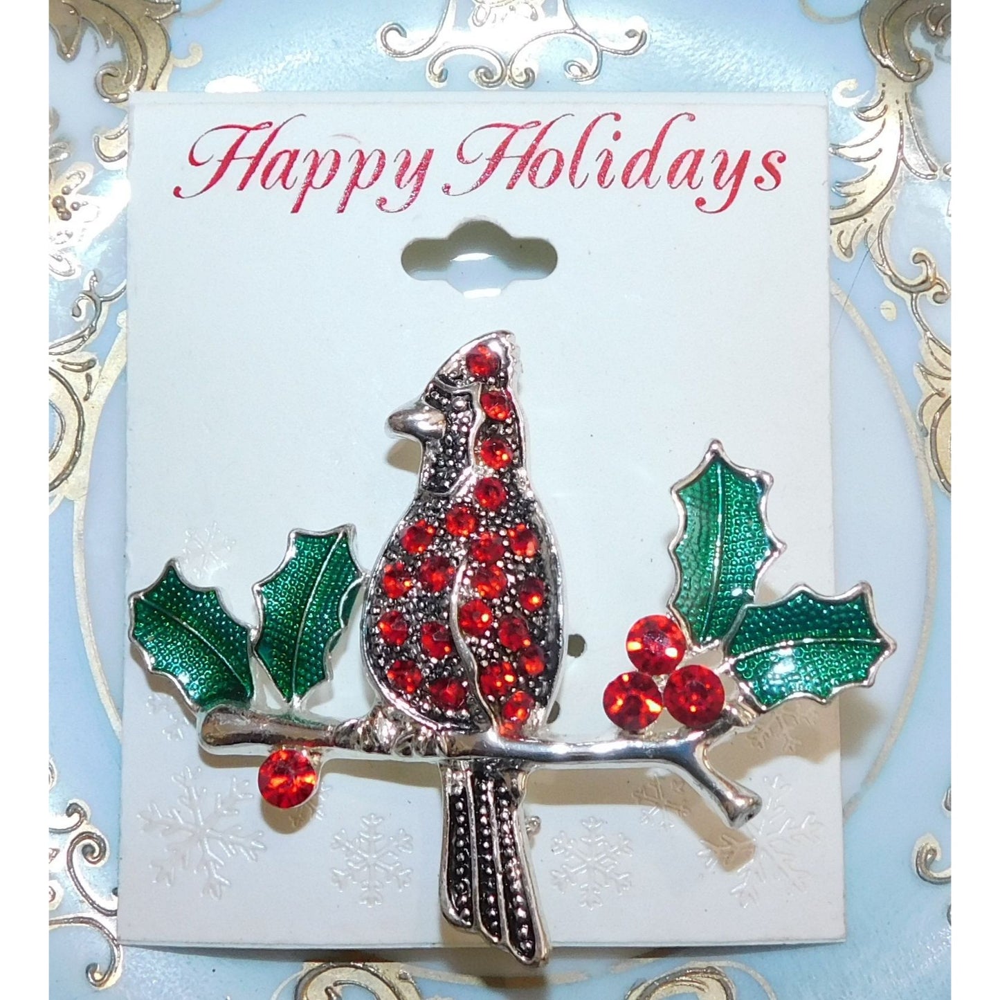 Table & Tower Red Cardinal Holiday Brooch