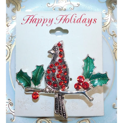 Table & Tower Red Cardinal Holiday Brooch