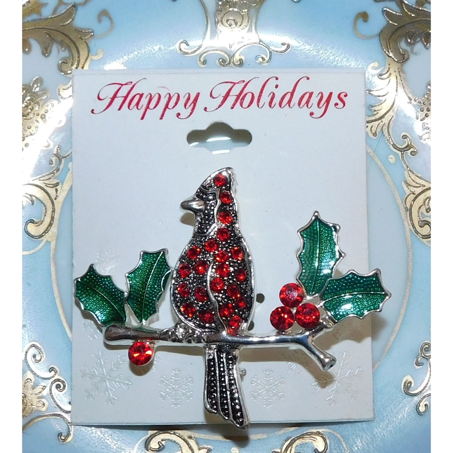 Table & Tower Red Cardinal Holiday Brooch