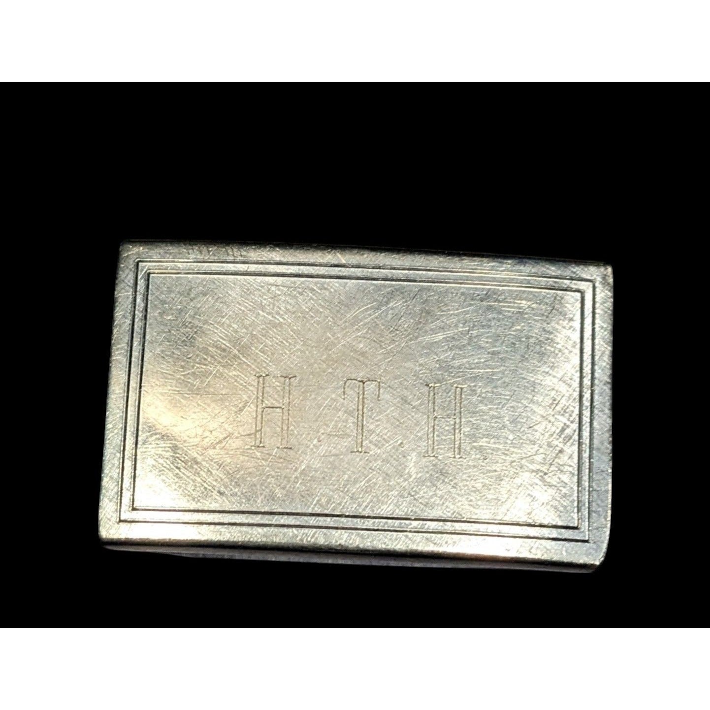 Vintage 60s Krementz Engraved HTH Monogram Belt Buckle (Missing Piece)