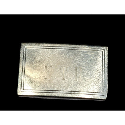 Vintage 60s Krementz Engraved HTH Monogram Belt Buckle (Missing Piece)