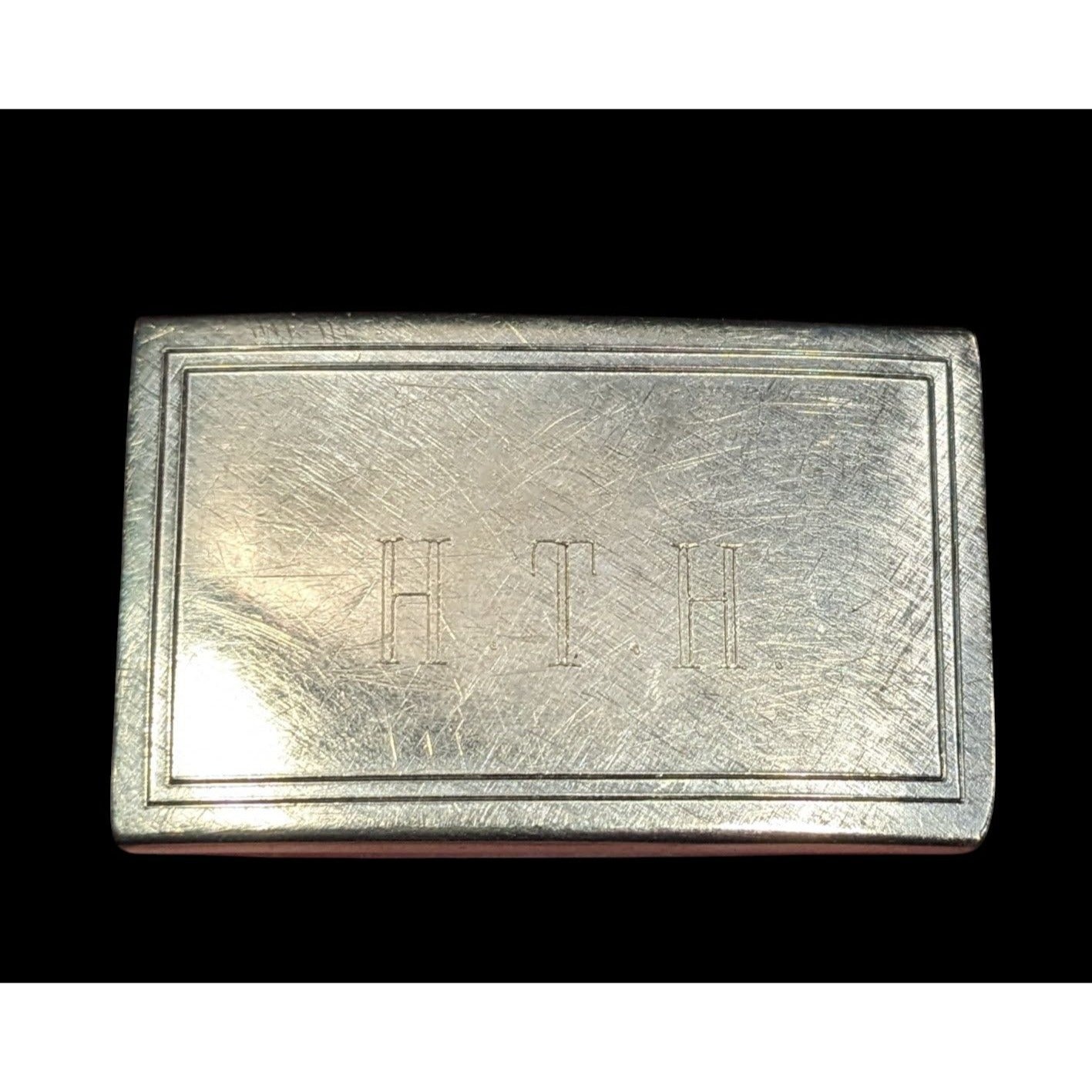 Vintage 60s Krementz Engraved HTH Monogram Belt Buckle (Missing Piece)
