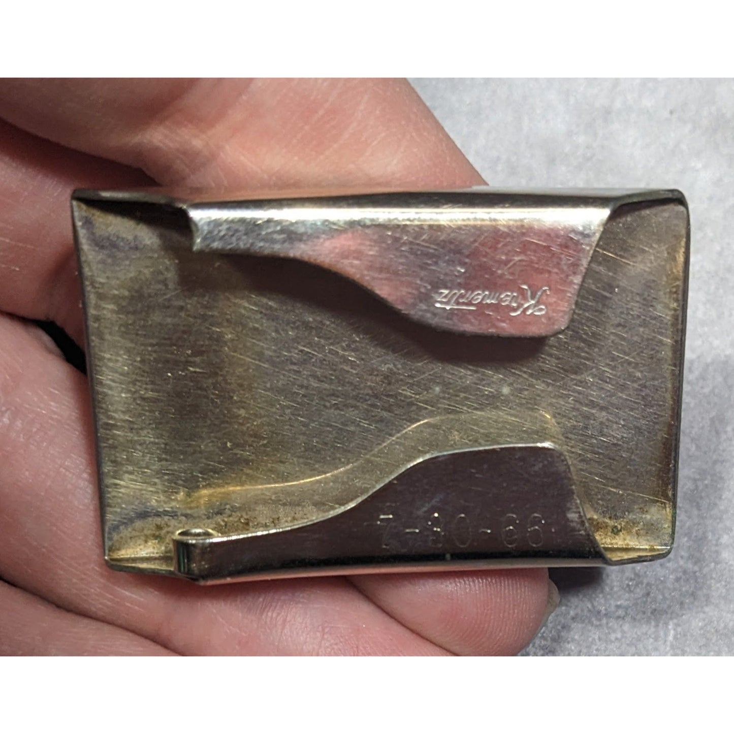 Vintage 60s Krementz Engraved HTH Monogram Belt Buckle (Missing Piece)