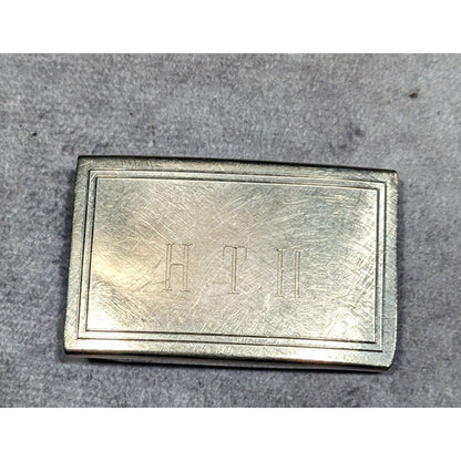 Vintage 60s Krementz Engraved HTH Monogram Belt Buckle (Missing Piece)