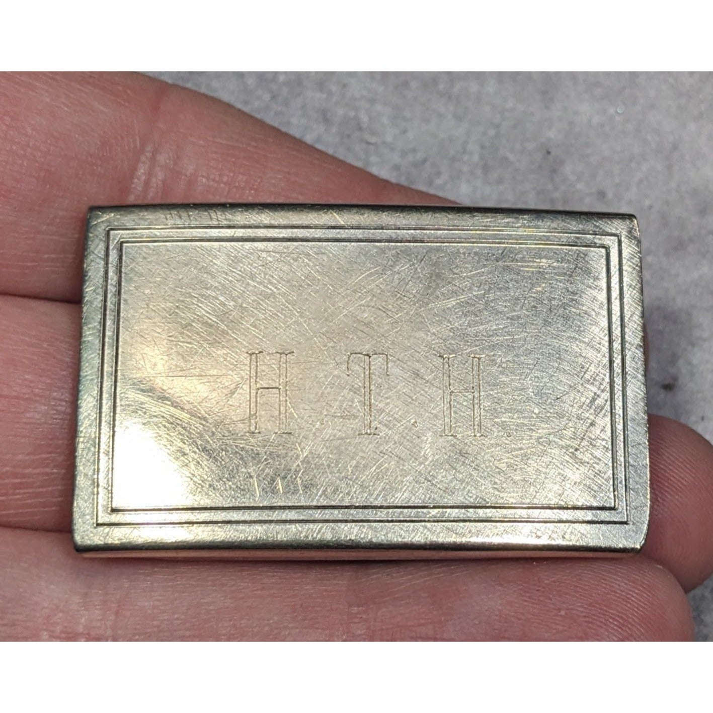 Vintage 60s Krementz Engraved HTH Monogram Belt Buckle (Missing Piece)