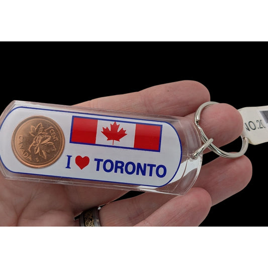 Retro Canada Lucky Penny Toronto Souvenir Keychain Canadian Coin Maple Leaf