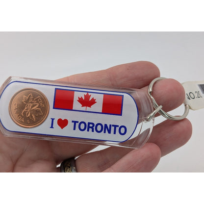 Retro Canada Lucky Penny Toronto Souvenir Keychain Canadian Coin Maple Leaf