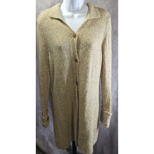 Preppy Calvin Klein Longline Womens Beige Button-Down Cardigan Sweater