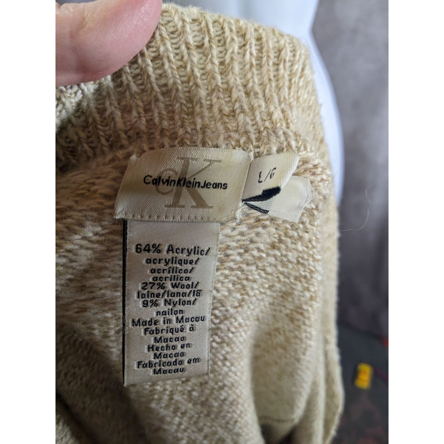 Preppy Calvin Klein Longline Womens Beige Button-Down Cardigan Sweater