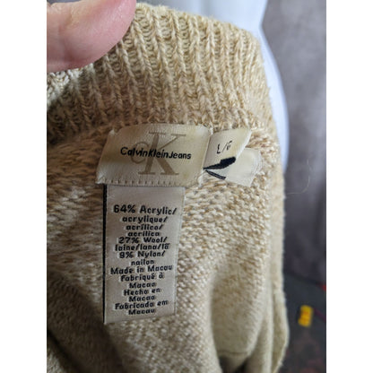Preppy Calvin Klein Longline Womens Beige Button-Down Cardigan Sweater