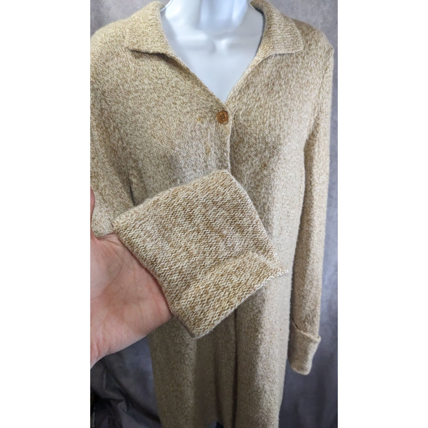 Preppy Calvin Klein Longline Womens Beige Button-Down Cardigan Sweater