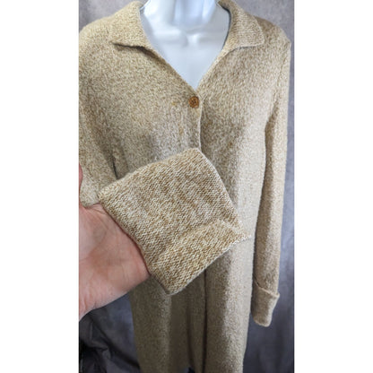 Preppy Calvin Klein Longline Womens Beige Button-Down Cardigan Sweater