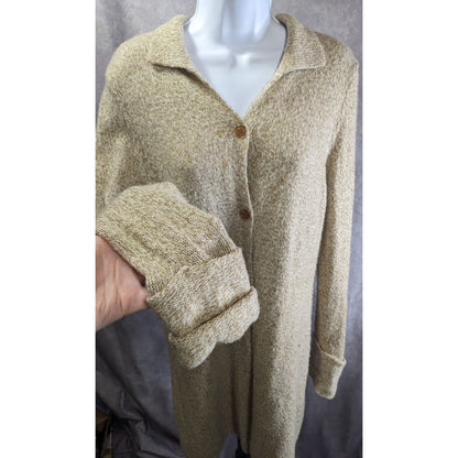 Preppy Calvin Klein Longline Womens Beige Button-Down Cardigan Sweater