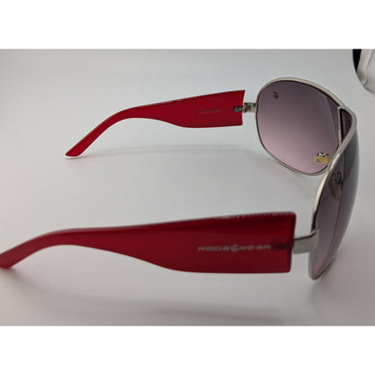 Rocawear Shield-Style Sunglasses Gradient Lens Red Temples Silver Frame 73mm Lens Width Lightly Worn
