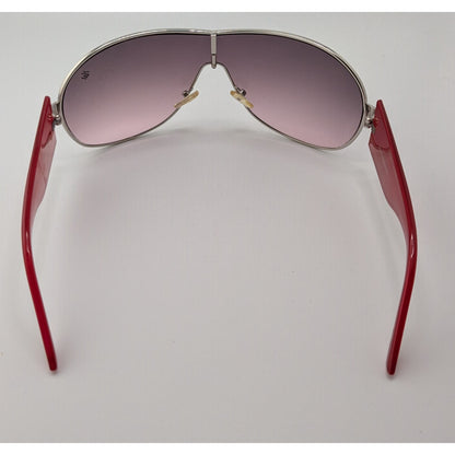 Rocawear Shield-Style Sunglasses Gradient Lens Red Temples Silver Frame 73mm Lens Width Lightly Worn