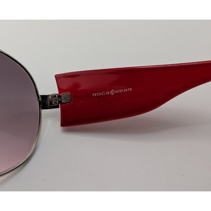 Rocawear Shield-Style Sunglasses Gradient Lens Red Temples Silver Frame 73mm Lens Width Lightly Worn